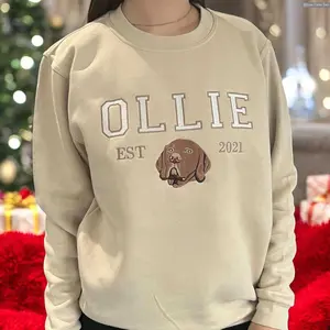 Personalized Pet Face Sweatshirt from Your Photo, Custom Poppy Hoodie with Dog Name, Varsity Style Hoodie, Gifts for Dog Owners , Unisex Vintage Shirt