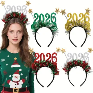 3pcs/4pcs 2026 Headbands with Designs of 2026, Pentagram, etc. Sparkling 2026 Headbands, Unisex, Perfect for Christmas Party New Year Party Photo Booth Decoration Party Event Props
