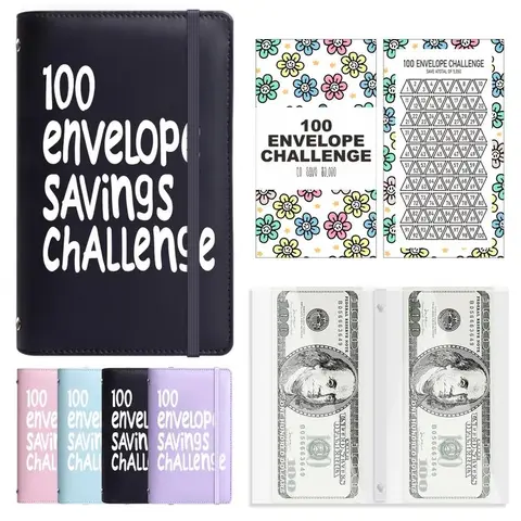 100 Envelope Saving Challenge Binder - Office Stationery Tool, Budget Planner and Monthly Bill Organizer, Monthly Budget Planner, Money Organizer, Income Tracker, Expense Tracker, Organizes Finances, Sets Savings Goals, Gift Idea
