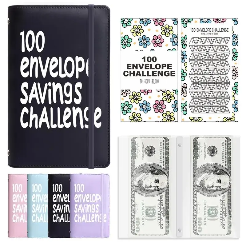 100 Envelope Saving Challenged Binder, Budget Binder, Saving Challenge Book, Saving Challenge Notebook, Money Organizer, Budget Planner Book for Budgeting,Birthday Gifts Income Tracker