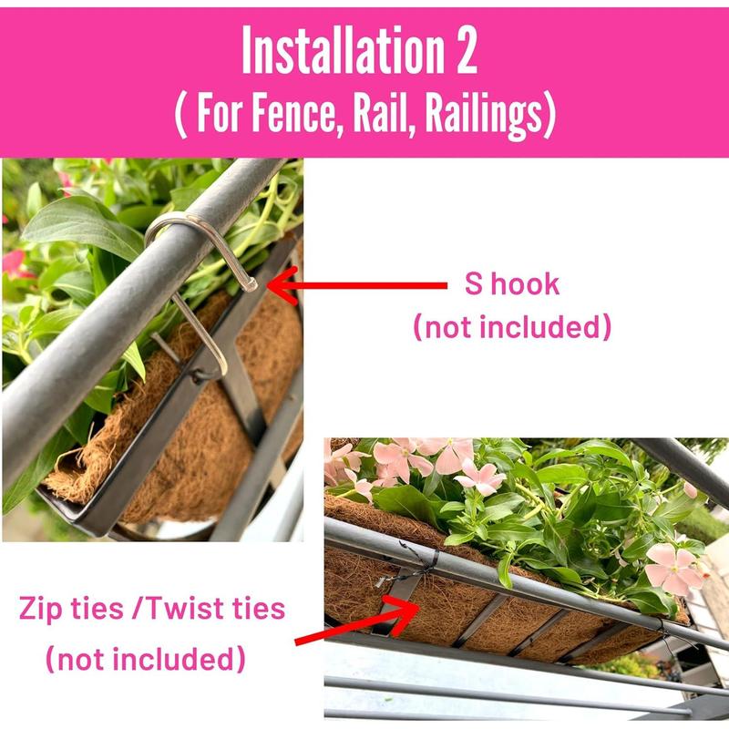 Lalagreen wall planters 16 inch  deck railing planter boxes for outdoor plants window flower box with coco liners metal horse troughs fence balcony garden herb pot patio porch over rail