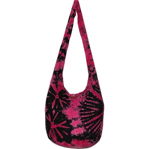 TIE DYE Bohemian Hipster Hobo Boho Hippie Crossbody Bag Purse Black Tone 39"