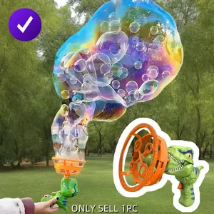Dinosaur Bubble Machine Set, Super Large Bubbles, Handheld Electric Bubble Blower, Thickened Design, High Concentration Liquid, Outdoor Toy