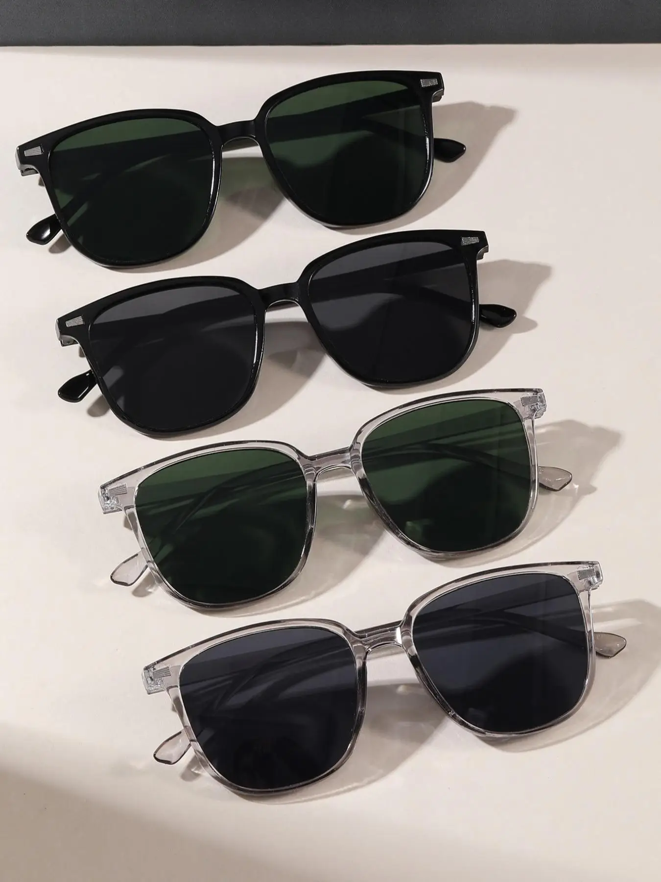 4 Pairs Summer Square Frame Sunglasses, New Personality Travel Accessories for Women & Men, Lightweight and Durable for Outdoor Sun Protection Glasses