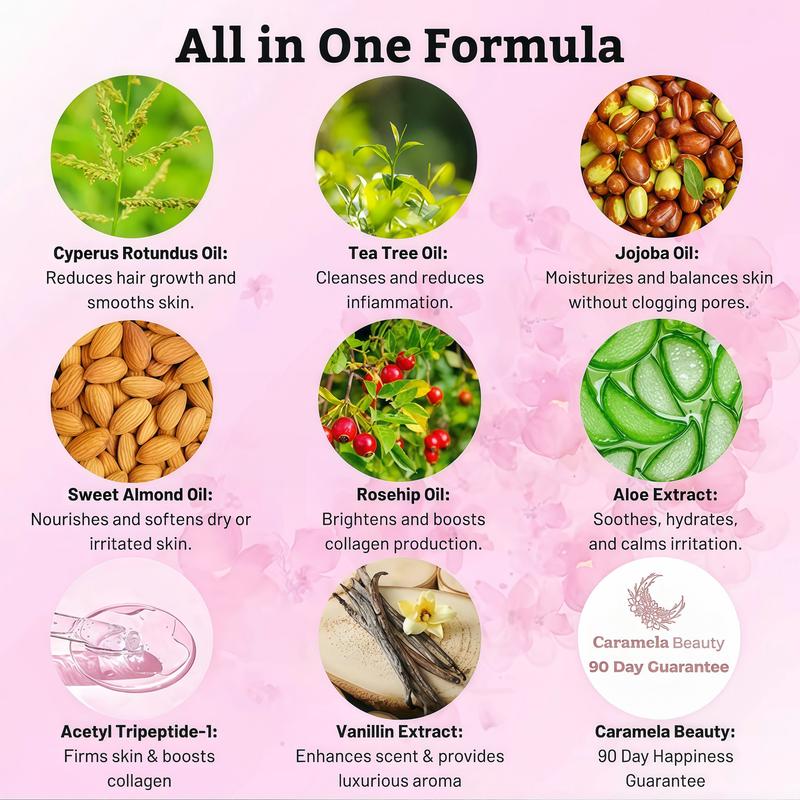 3 Pack-Caramela Beauty CyperusRotundusOilforNaturalPermanent Hair Reduction FB Mildand Non-irritatingBody Care Wax,Moisturizing &SoothingforSkinCareDepilatory, Unisex HairRemovalCreamoil,DailyUseCosmetic Gentle Removal