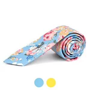Tie - Floral Cotton Slim Tie  2.5"
