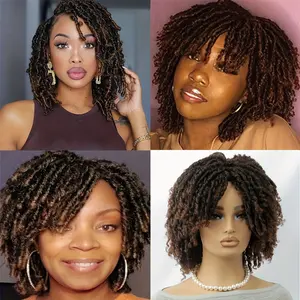 Density Afro Curly Synthetic Wig - Short Twist Wig for Black Women & Men Elegant Rose Net Cap Natural Look for Casual Attire Versatile Hairpiece Vibrant Hairpiece