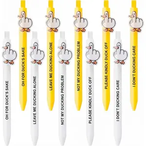 10 count Funny Pens Novelty Middle Finger Duck Gel Pens, 0.5mm Fine Tip, White Elephant Gifts Writing Supplies