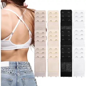 12 Pcs Bra Extender 2 Hook, Women's Soft Bra Strap Extender Bra Back Clips Lady's Bra Extension Strap, 4 Colors