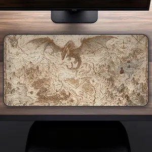 Fantasy Map Desk Mat RPG Gaming, Home Office Decor
