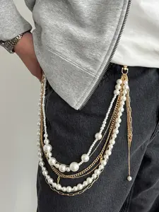 Elegant Vintage Pearl Pants Chain Multi-Layer Chains Large Small Pearls, Perfect Gift Accessory for Vacation, Body Jewelry, Body Jewellery
