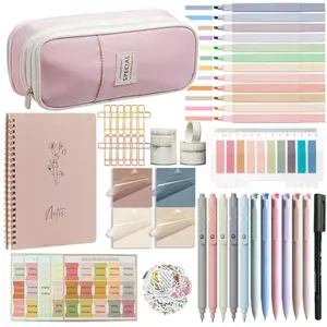 Bible Study Supplies Set, Stationery Set, 1 Set Including Highlighter Pen & Storage Bag & Sticker & Notebook, Suitable for Women Students and New Christians
