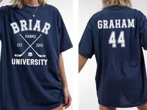 BRIAR U HOCKEY Graham 44 T- Shirt - Off Campus Hockey Shirt Unisex Heavy Cotton Tee - Booktok