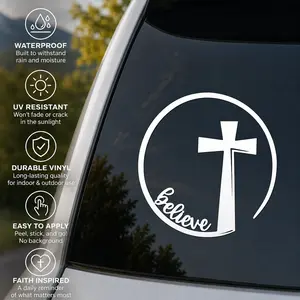 Believe In Jesus Vinyl Decal - Handmade Christian Car Window Sticker, Tumbler/Laptop Decal, Faith Gift