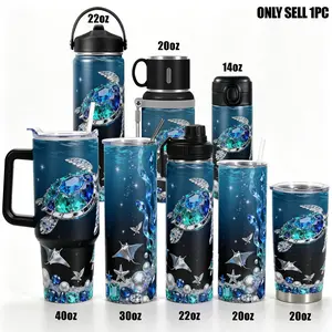 1pc Stainless Steel Cup 40oz/30oz/14oz Water Bottle, Funny Design With Turtle Starfish Double-layer insulation Leakproof Large Capacity, Insulated Travel Drinkware, Ideal for Gym, Hiking, Travel, Birthday Ch Insulated Hydration Tumbler