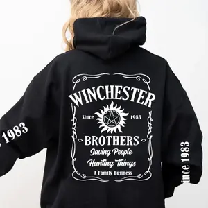 Winchester Brothers Hoodie, Saving People Hunting Things, Oversized Zip Jacket, Supernatural Shirt, Fashion Cotton, Full Sizes, For Men, edition