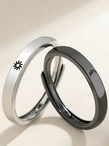 Adjustable Sun and Moon Ring Set, Fashion Jewelry Accessories for Women, Unique Design, Perfect Daily Wear Gift Idea