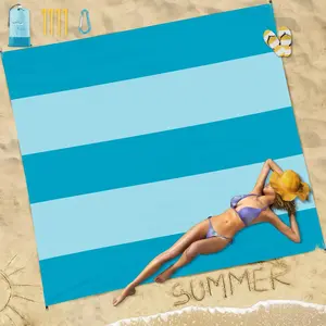 Oversized Sandproof Waterproof Beach Blanket 78"×81" – Lightweight Foldable Outdoor Mat with Stakes for Travel, Camping, Hiking & Picnic