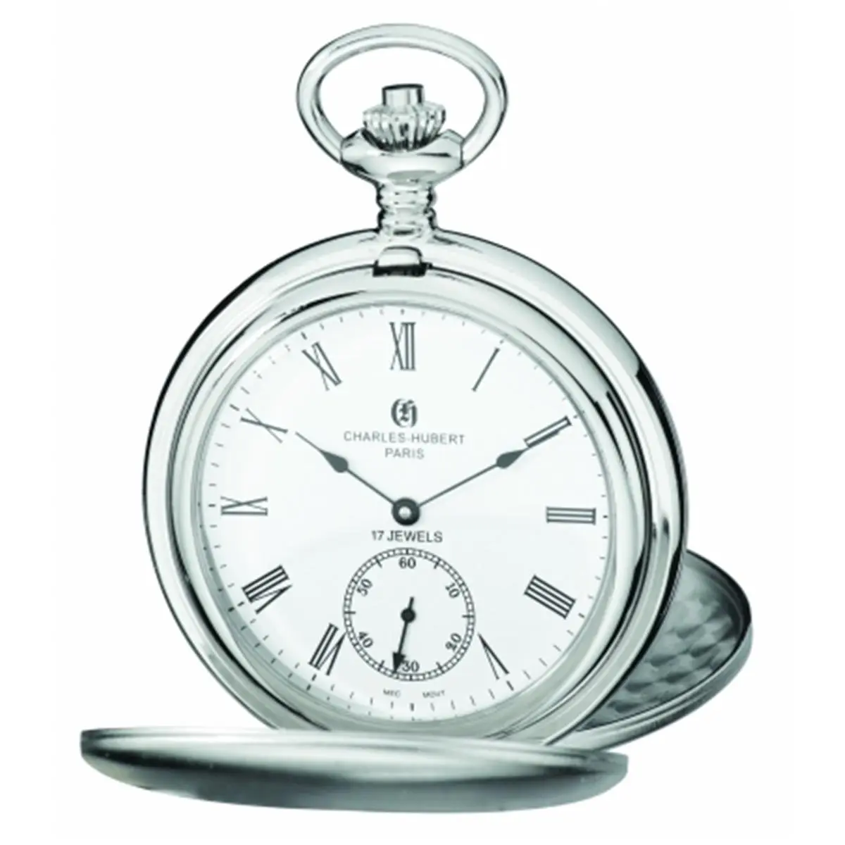 212 MAIN Women's Mechanical Pocket Watch - Charles-Hubert Paris, Polished Stainless Steel, Double Cover, Premium Gift Box