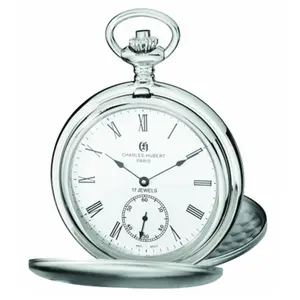 212 MAIN Women's Mechanical Pocket Watch - Charles-Hubert Paris, Polished Stainless Steel, Double Cover, Premium Gift Box