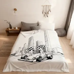 Racing Car Kids Fitted Sheet Full Size,Checkered Flag Extreme Sports Games Bedding Set,Boys Girls Room Decor,Hand Drawn Sketch Bed Cover,Modern Fashion Bed Sheet,2 Pillowcases