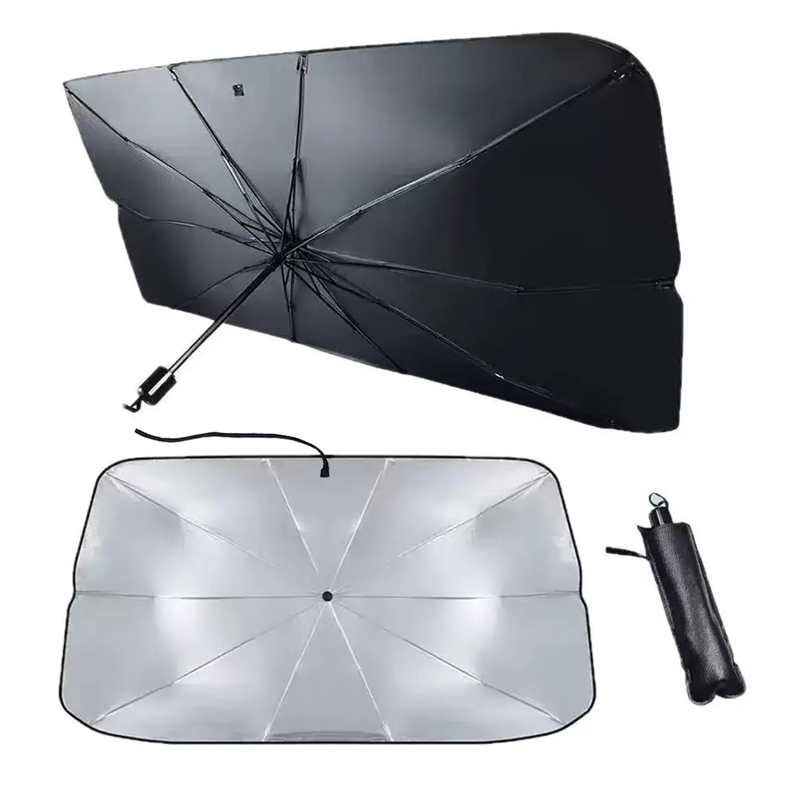 Collapsible Automotive Front Windshield Sun Barrier, Lightweight Portable Sun Shade Frame with Foldable Structure, Heat Insulating Windshield Visor Cover, Summer UV Protection Auto Interior Accessory