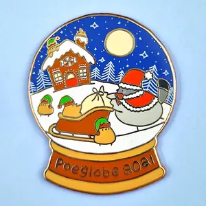 Poe the Pigeon Poeglobe Enamel Pin - Cute Bird Snow Globe Kawaii Lapel Pin Badge Brooch
