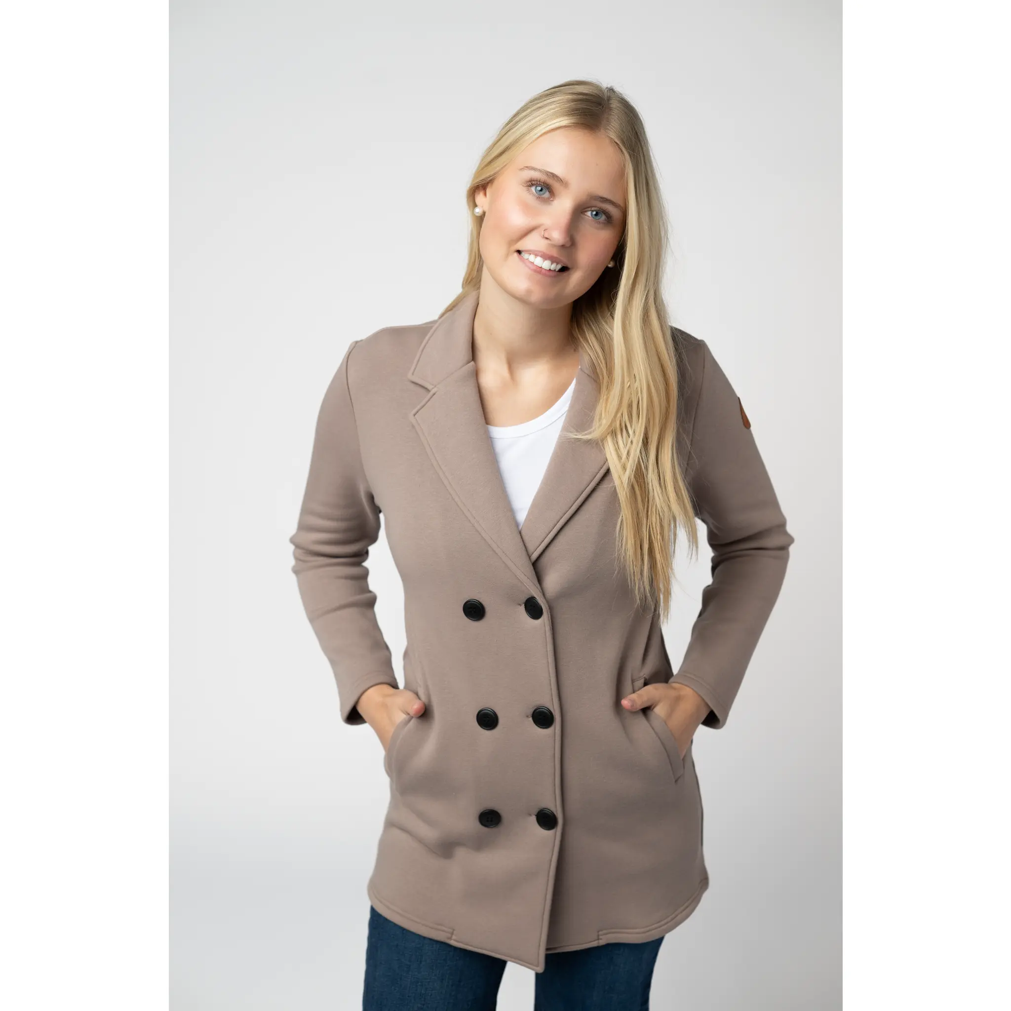 Women's Scarlett Mocha Sweater Jacket - Casual Tops, Soft Interior, Button Front Detail, Fall Layering Piece