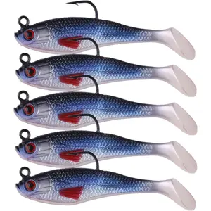 5-Pack Soft Bionic Fishing Lure Set with Sharp Treble Hooks Saltwater Baits for Trophy Redfish & Flounder Angling deadeye jigs
