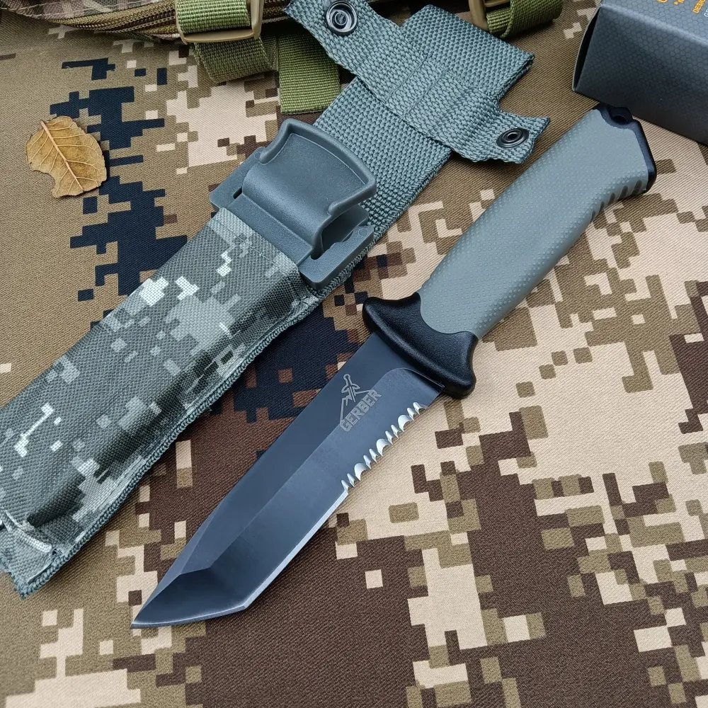 Best-selling BG-9 Survival Fixed-Blade Knife with Sheath: High-Hardness 8Cr13Mov Tanto Blade, Rubber Handle Outdoor Cutting Tool, EDC, Camping, and Jungle Knife