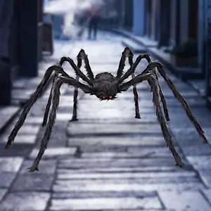 Giant Spider Decoration 6 1/2 Ft. Large Spiders Realistic Decor - Scary Big Spiders Decorations for Outside House Yard Lawn Indoor Home, Black