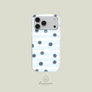 Blueberry Fruit Blue Striped Pattern Phone Case, Two-In-One Protective Cover, Fits iPhone 17pro Max 16 Plus 15pro 14pro Max 13plus 12pro 11 Series