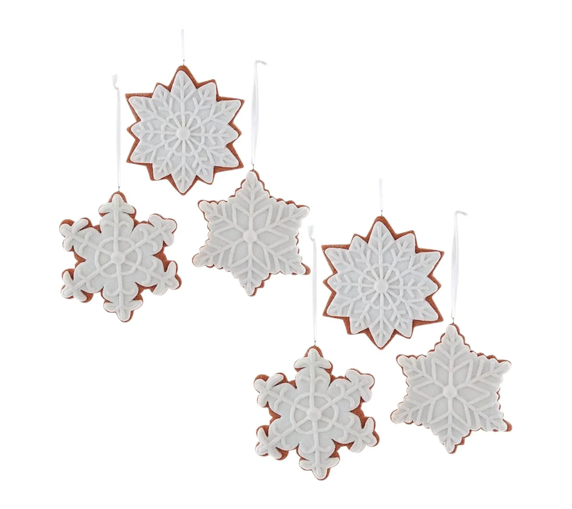 RC Home Decor -Set of 6 White Snowflake Christmas Ornaments