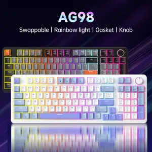 ZIFRIEND AG98 Gaming Mechanical Keyboard Gasket Structure Blue/Red Switches Hot Swappable 98 Keys USB-to-Type-c Wired RGB Backlit Gaming Keyboard Multi-Function Buttons with num pad, tiktokshopblackfriday, christmas gift