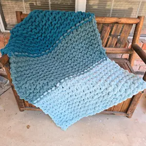 Ombre Hand Crochet Throw Blanket