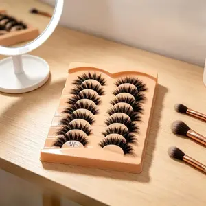 Dense Mink-Like False Eyelashes, Long Volume Curling Fake Cilia, European Style Stiff Upper Lash Extensions, Bold Eye Makeup Accessory