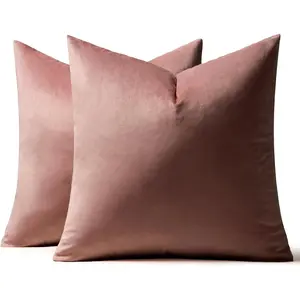 Velvet Throw Pillow Covers 22x22 Inch, Pack of 2 - Jam, Soft Decorative Pillow Covers Cushion for Couch Sofa Bedroom Livingroom
