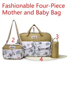 4 Piece Set Women's Handbag, Shoulder Bag, Baby Bottle Bag, Pad, High-Quality Maternity Bag, Large Capacity, Waterproof, Durable, Fall & Winter
