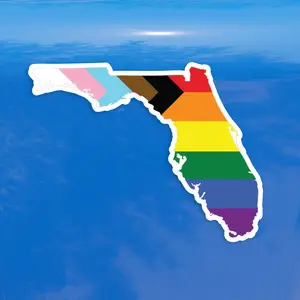 Florida State Shaped Progress Pride Flag LGBTQ POC Transgender Flag - Vibrant Color Vinyl Decal Sticker