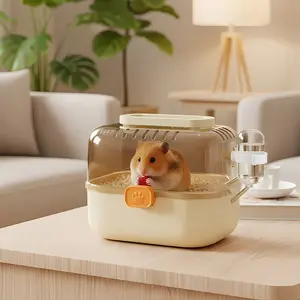 High-End Portable Hamster Carrier, Cute Pet Travel Cage, Handheld Design, Ideal for Golden Syrian Hamsters, Premium Quality Pet Supplies