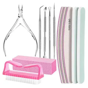 12PCS Nail Care Kit, Nail Files 100/180, Nail Buffer Block, Cuticle Nippers, Cuticle Trimmer, Cuticle Pusher, Nail Tools, Nail Kit, Pedicure & Manicure Tools, Nail Prep Kit, Manicure Kit for Women