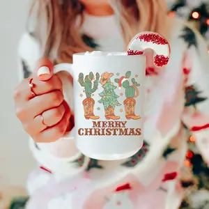 Christmas Western Snowman Mug, Christmas Gifts, Cute Christmas Coffee Mug, Funny Coffee Mug, Large Ceramic Mug, Merry Christmas, Xmas Mug