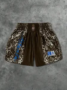 Men's Regular Fit Leopard Print Boxing Shorts, Casual Comfy Breathable Shorts for Daily Wear, Men's Bottoms for Summer, Athletic Shorts, Summer Sports Shorts