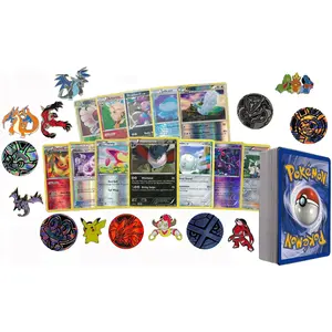 50 Assorted Pokemon Card Pack Lot This Comes with Foils, Rares, Random Pokemon Pin, and Pokemon Collectible Coin Pokémon