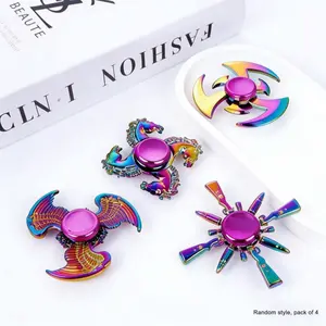 Colorful Alloy Fidget Spinner Set, 4 Pack Random Styles, Stress Relief Metal Finger Gyro, Rotating Hand Toy for Kids & Adults, Stress Relief Gadgets, Stress Relief Fidgeting