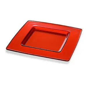 212 MAIN Madison Glass Charger, 13x13 in, Orange, Kitchenware Plates