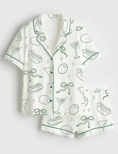 Women’s Martinis And Weenies Bachelorette Tinis & Weenies Design Hot Dog Birthday Theme Dirty Martini Short Sleeve Satin Pajama Set, Unique PJs with Design, Matching Family Sleepwear Set, Satin Pajama Set For Men Women Kids