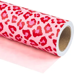 Reversible Leopard Wrapping Paper - Mini Roll - 17 Inch X 33  - Hot Pink Girls Birthday Wrapping Paper for Birthday, Holiday,  Shower
