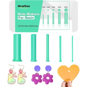 HealVee Hole Maker for Resin, 5 Sizes(2/3/4/6/8mm) 25PCS Make Holes Without Drilling for Epoxy & UV Resin, Holes Tools for Jewelry Making, Pet Tag, Keychain, DIY Craft Pendant Decor