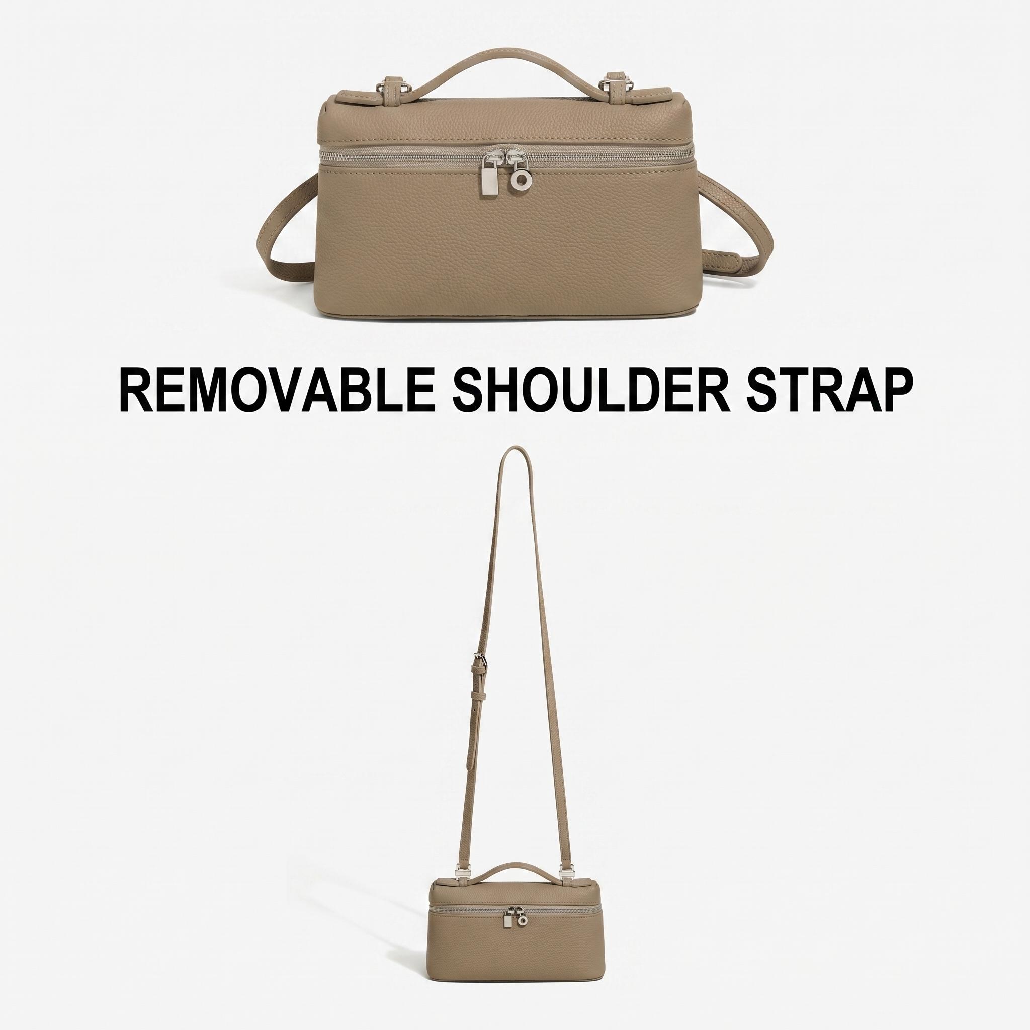 Chic Top-grain Cowhide Vanity Case Bag Women's Structured Pebbled Mini Crossbody Handbag